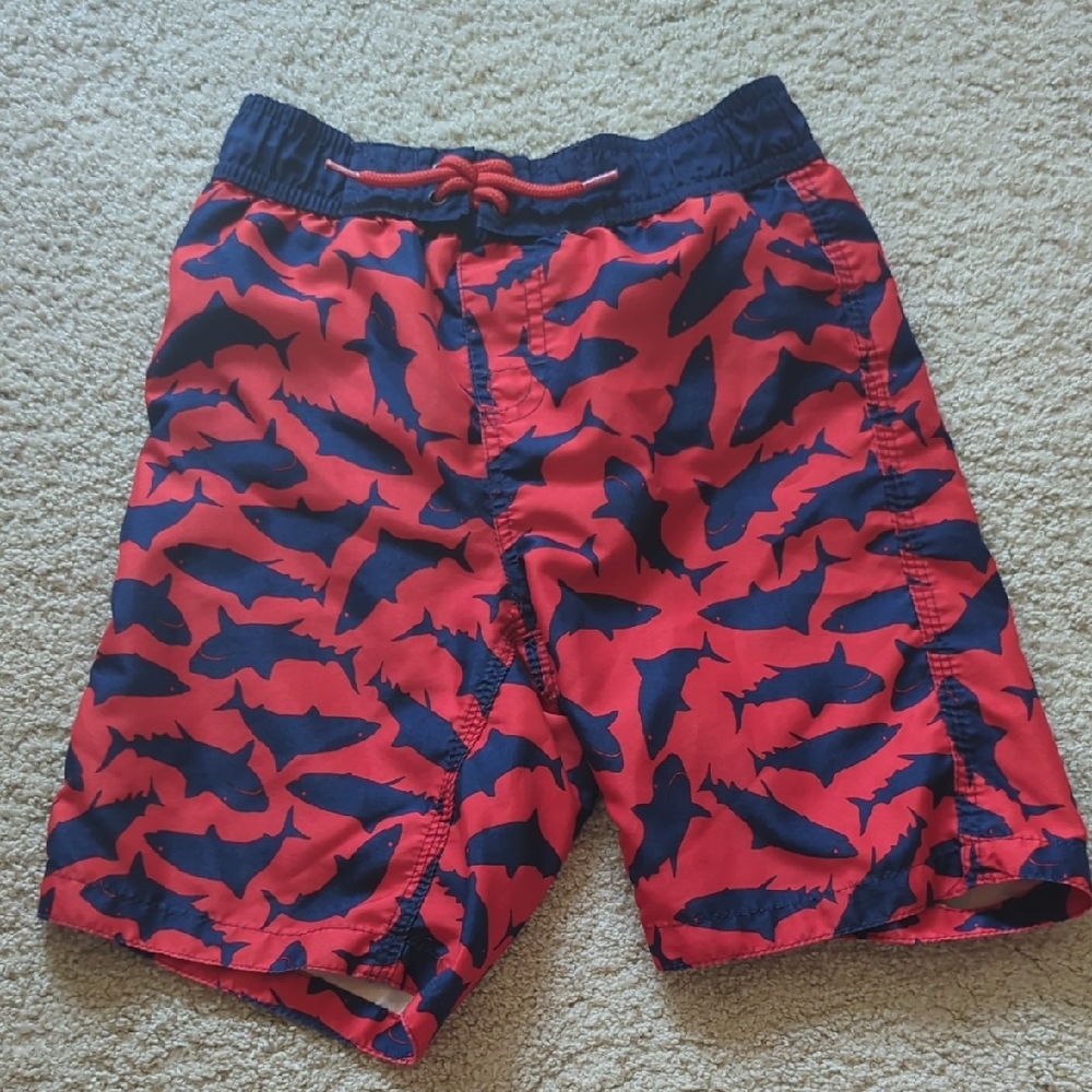 Joe Fresh Red and Navy Shark Swim Shorts
